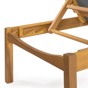 Lagunan 77.56"x26.38" Modern Minimalist Adjustable Acacia Wood Chaise Outdoor Lounge Chair - JONATHAN Y